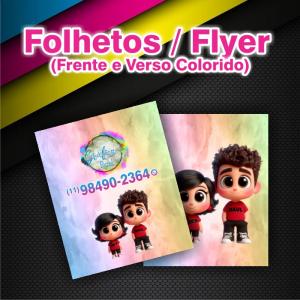 Flyers / Folhetos Couchê 90g 10x14cm 4x4 Sem verniz Corte Reto 